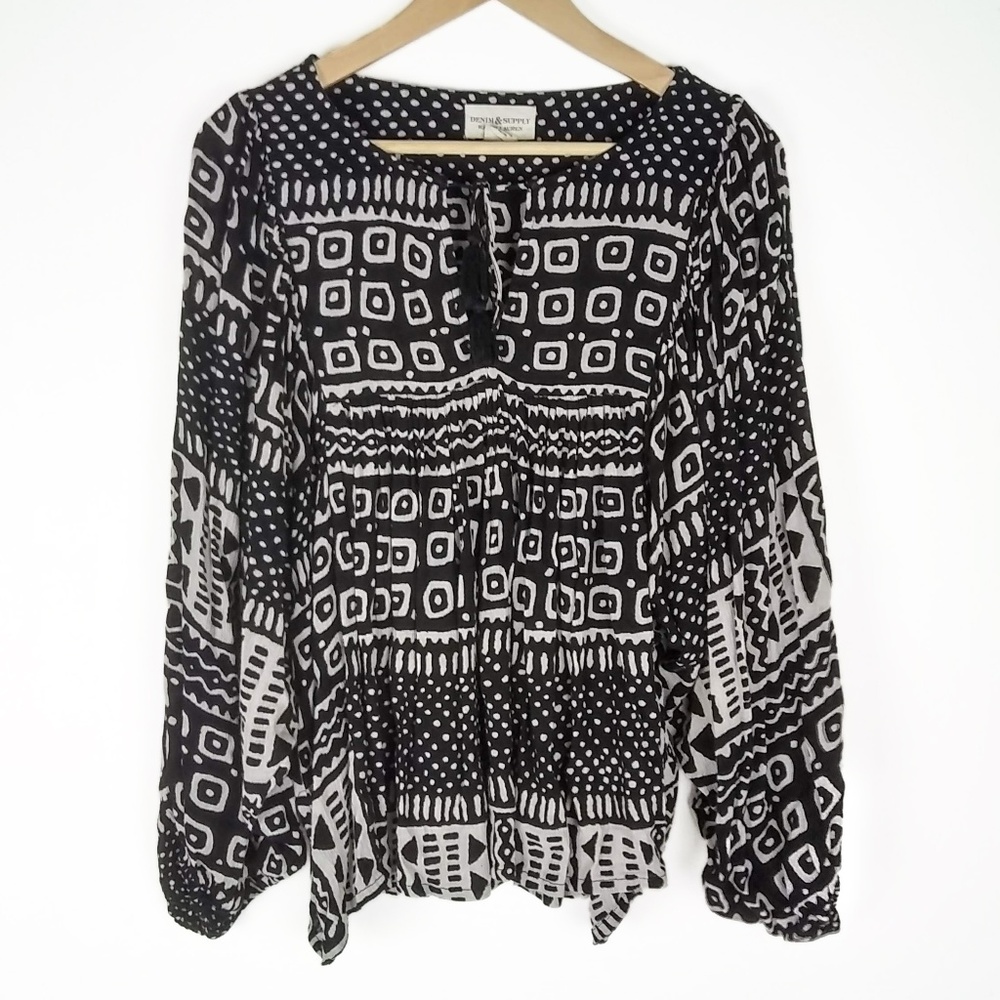 Ralph Lauren | Boho Peasant Tribal Print Blouse S